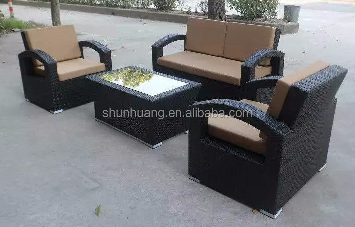 PE rattan handmade garden wicker sofa furniture outdoor single sofa set