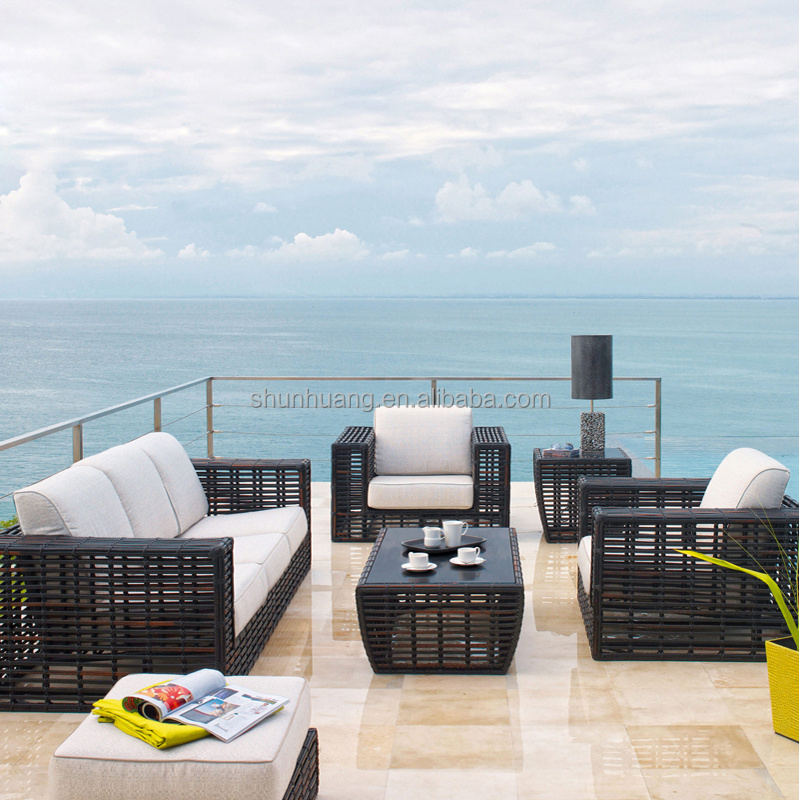 Nice design beach wicker furniture outdoor garden aluminum rattan sofa