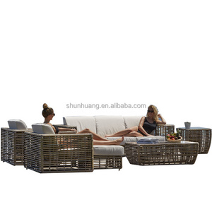 Nice design beach wicker furniture outdoor garden aluminum rattan sofa