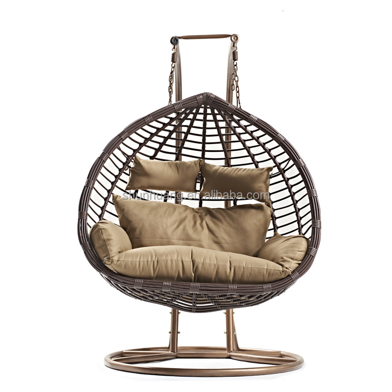 Leisure style garden wicker swing chair outdoor or indoor rattan double hanging swing chair