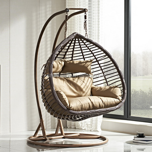 Leisure style garden wicker swing chair outdoor or indoor rattan double hanging swing chair