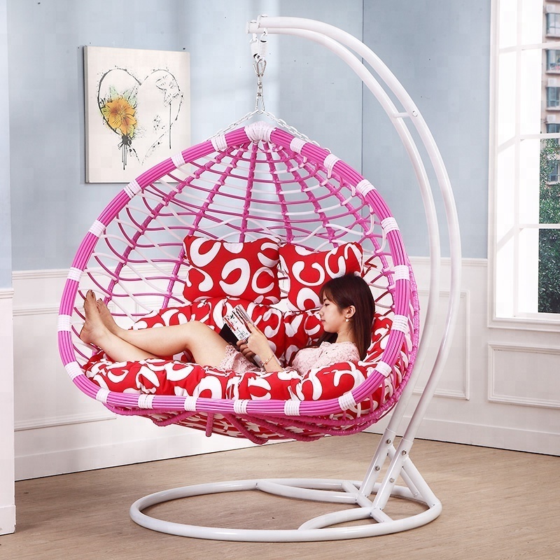 Leisure style garden wicker swing chair outdoor or indoor rattan double hanging swing chair