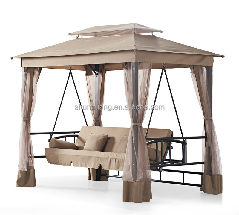 Good quality outdoor garden furniture 3 seater hanging chair metal swing bed