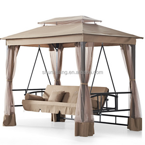 Good quality outdoor garden furniture 3 seater hanging chair metal swing bed