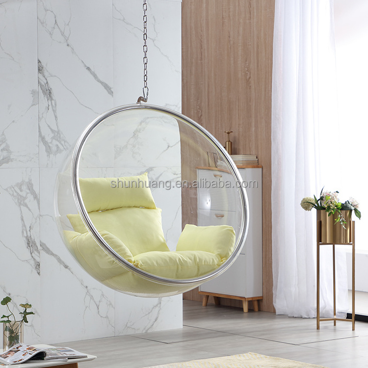 Promotional hotel swimming pool clear swivel bubble chair balcony hanging bubble chair for living room