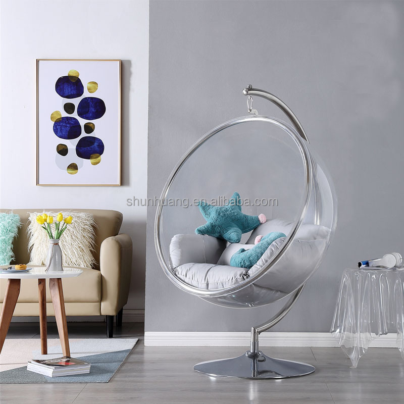 Popular outdoor furniture stainless steel frame hang ball chair  patio garden acrylic hanging bubble chair