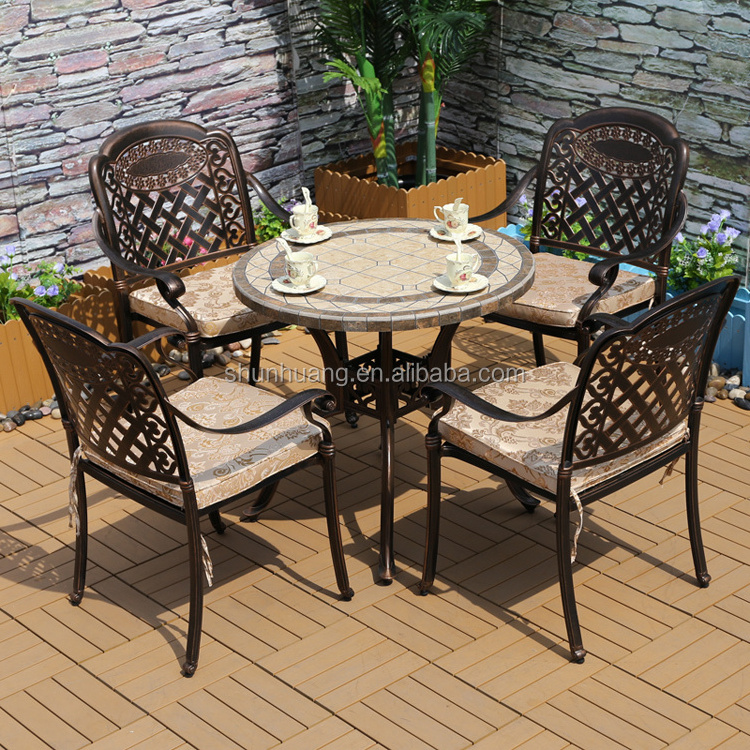 Modern design black cast aluminum beach furniture chairs outdoor dining sets