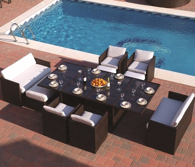 Outdoor rattan furniture rattan wicker chair dining sets with ottoman