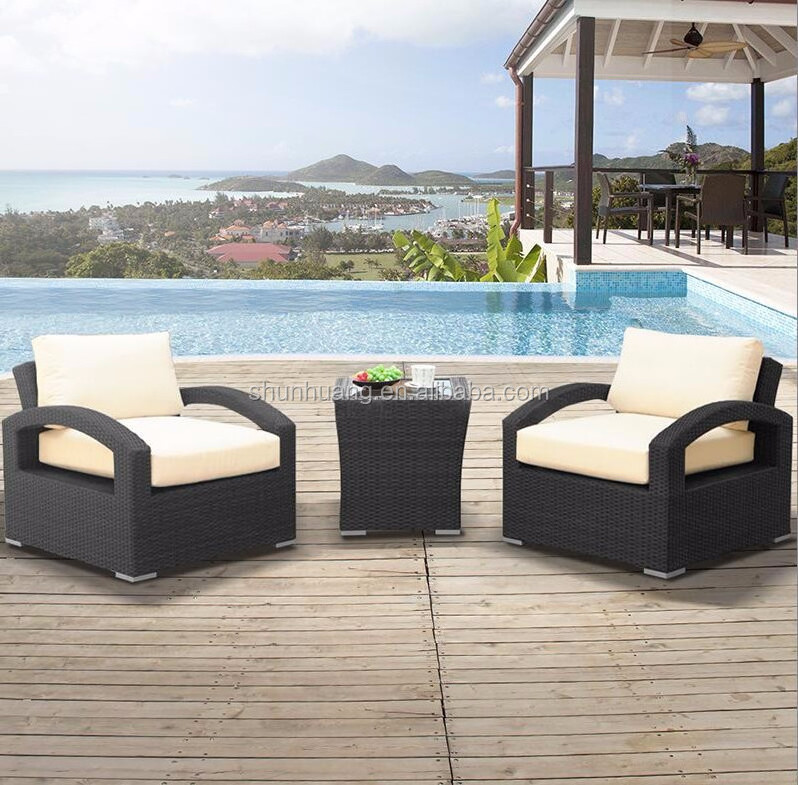 PE rattan handmade garden wicker sofa furniture outdoor single sofa set