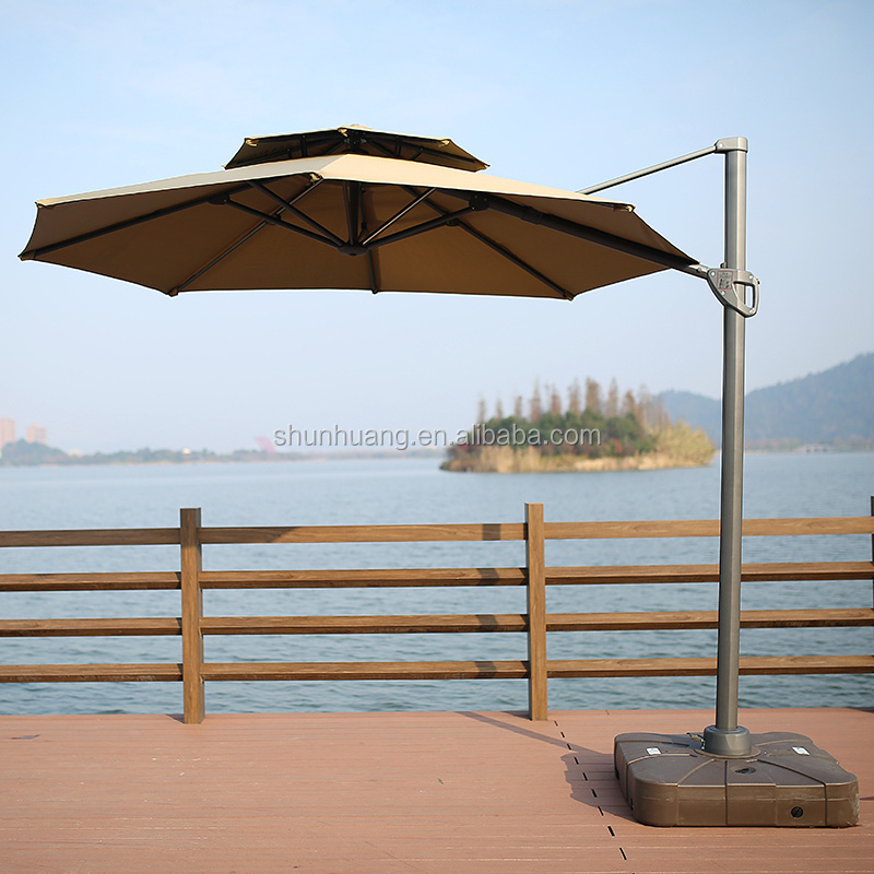 Cheapest outdoor garden furniture roman umbrella double roof round parasol side umbrella