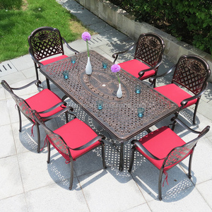 Luxury outdoor patio furniture cast aluminum garden chair and long table dining set