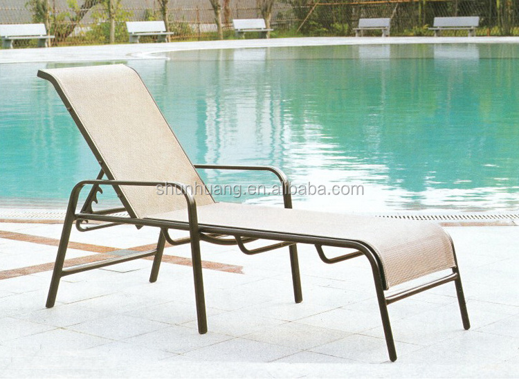 Poolside lounger chairs metal frame sun lounger beach chairs with coffee table