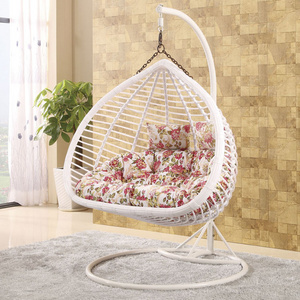 Casual outdoor furniture PE rattan hanging chair double swing chair