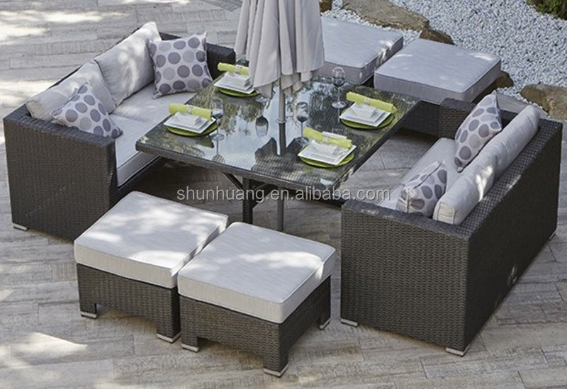 Garden wicker sofa outdoor rattan furniture rattan sofa ottoman