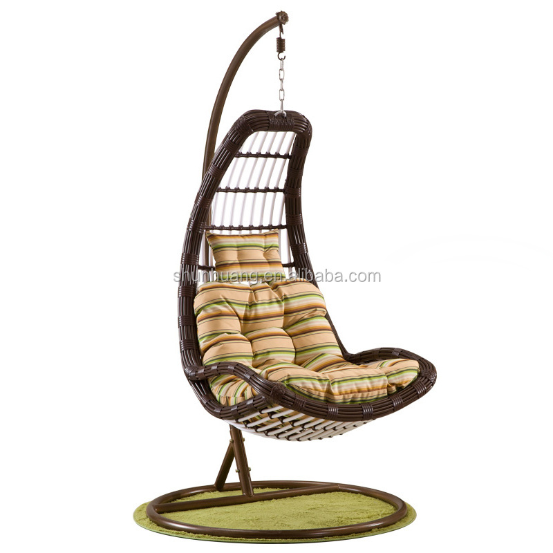 Good price livingroom rattan swing chair metal frame cane swing hanging chair