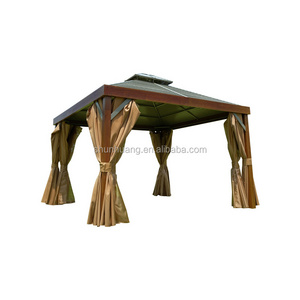 Outdoor wooden patio BBQ gazebo pavilion with mosquitoes net 3099