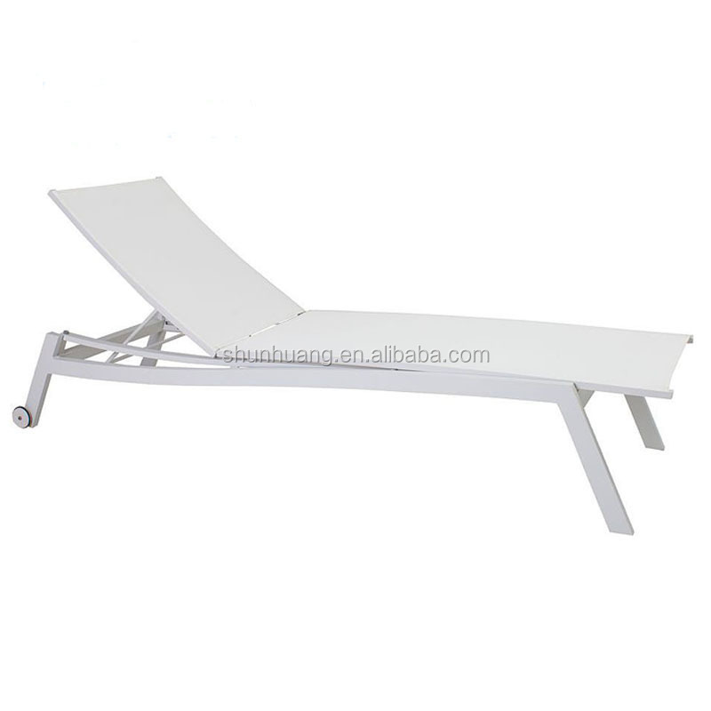 Aluminum garden furniture sun lounger balcony chaise lounge with wheels