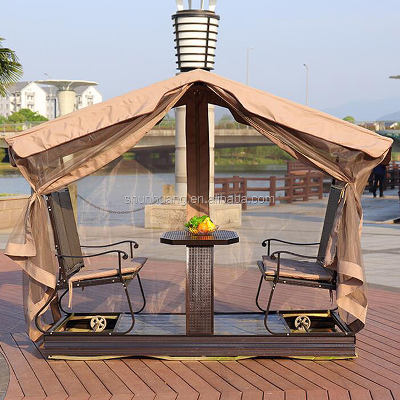 Hot sale outdoor metal patio dining swing chair for 4 person with canopy garden furniture