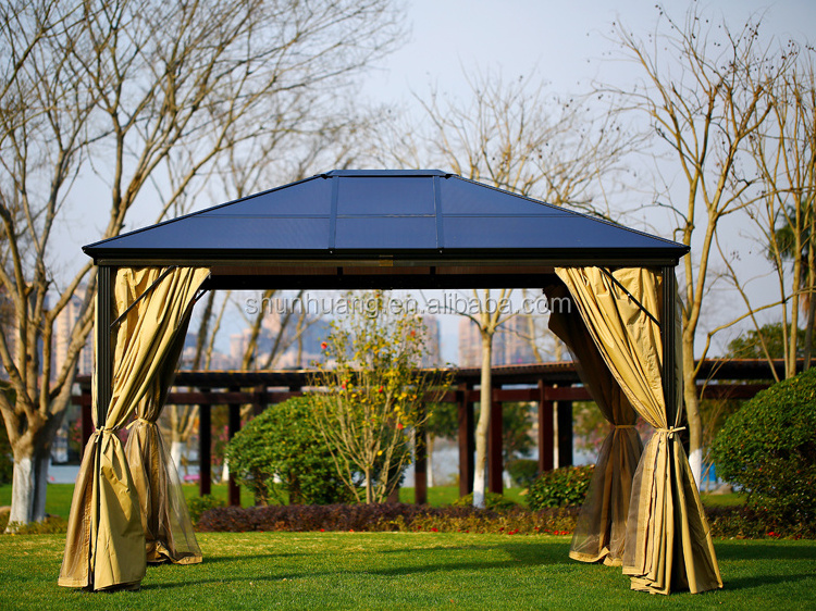 Chinese style garden patio BBQ gazebo aluminum pavilion with mosquitoes net and shelves