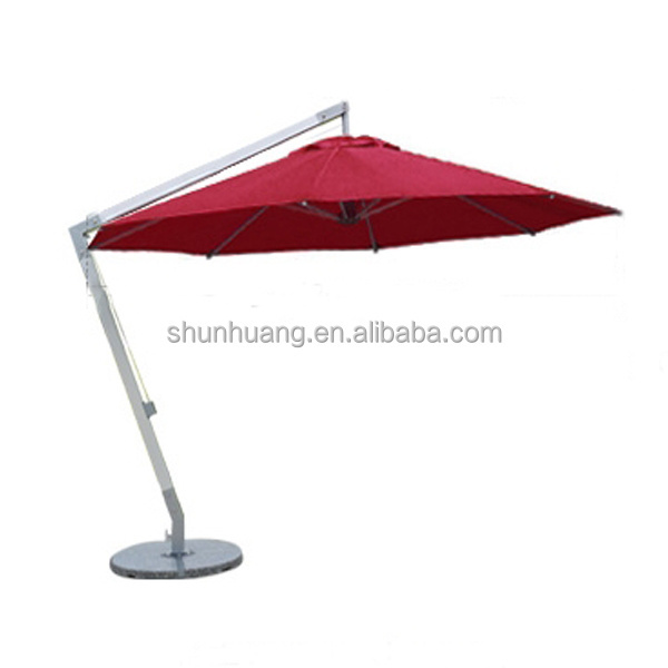 Outdoor hotel pool side use furniture large size umbrella heavy duty marble base parasol