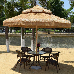 New popular outdoor hotel swimming pool umbrella aluminium frame furniture straw umbrella