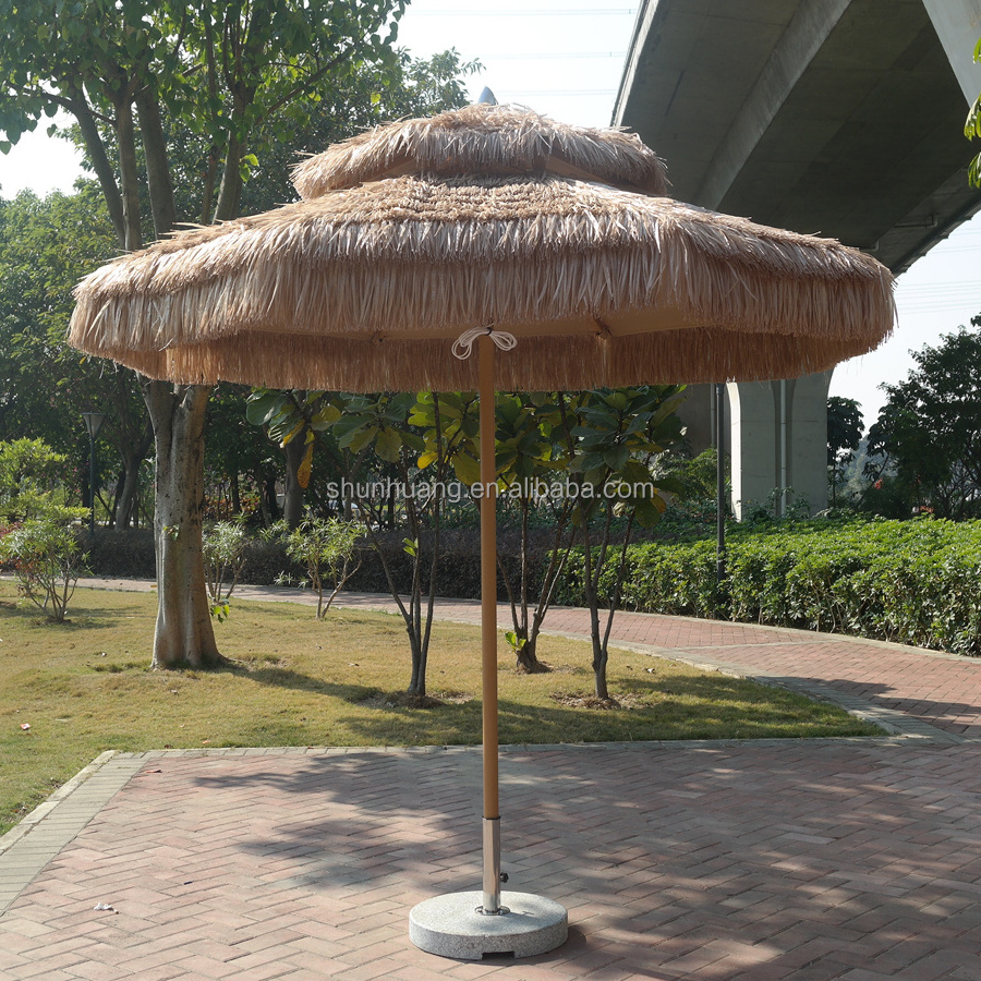 New popular outdoor hotel swimming pool umbrella aluminium frame furniture straw umbrella