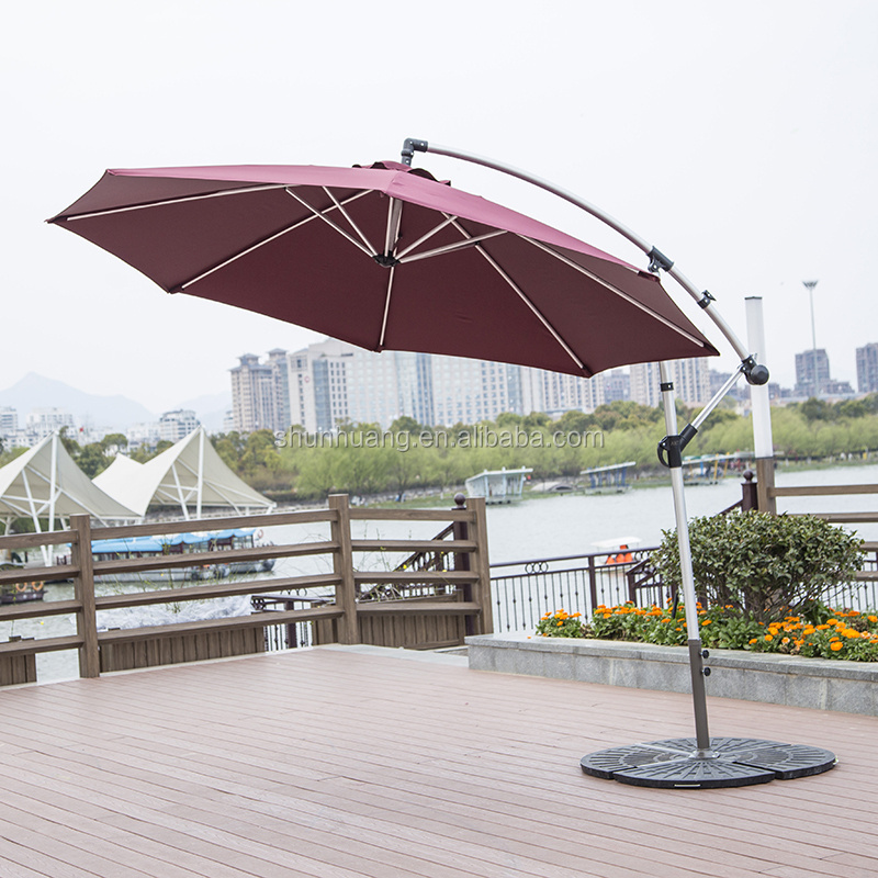 Promotion outdoor patio parasol round  wrench umbrella side parasol banana umbrella for the garden