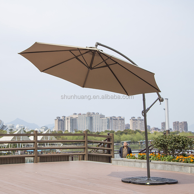 Promotion outdoor patio parasol round  wrench umbrella side parasol banana umbrella for the garden