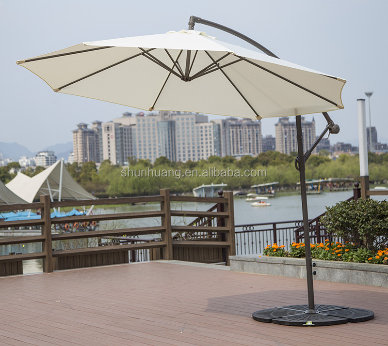 Promotion outdoor patio parasol round  wrench umbrella side parasol banana umbrella for the garden