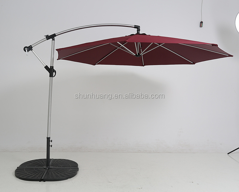 Promotion outdoor patio parasol round  wrench umbrella side parasol banana umbrella for the garden