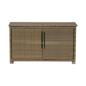 Practical outdoor garden furniture water proof rattan wicker cabinet for storage