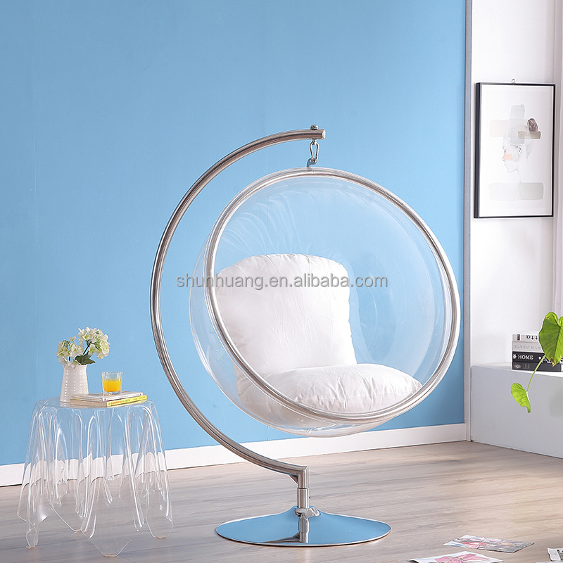 Popular outdoor furniture stainless steel frame hang ball chair  patio garden acrylic hanging bubble chair