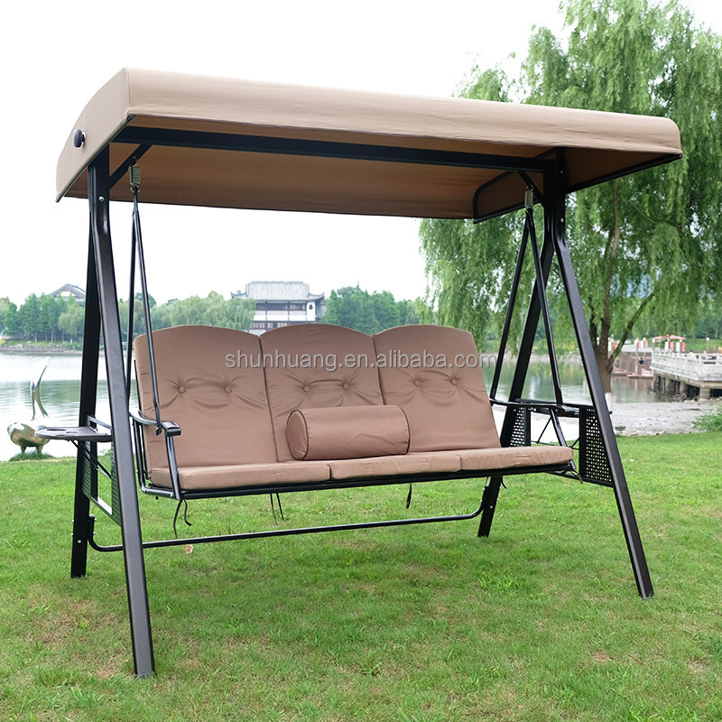 Hot sale outdoor metal 4 seat dining swing chair with canopy and net garden furniture