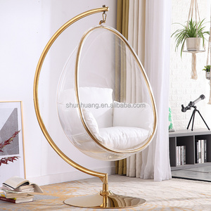 Newest dining room golden stainless steel hanging chair garden swing chair outdoor hanging bubble chair