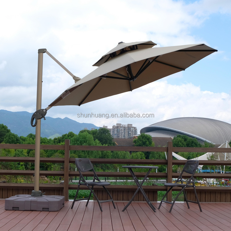 Cheapest outdoor garden furniture roman umbrella double roof round parasol side umbrella