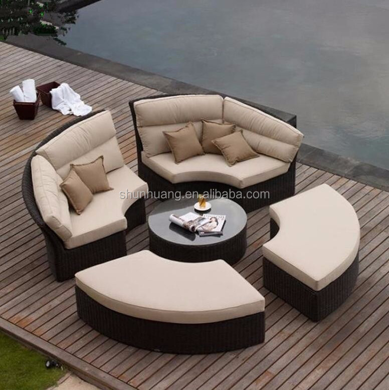 Resin rattan sun lounger outdoor garden furniture beach daybed chaise lounger