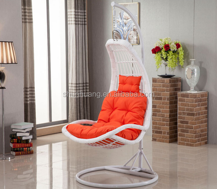 Good price livingroom rattan swing chair metal frame cane swing hanging chair