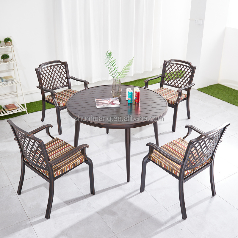 Hot sale outdoor cast aluminum table and chair garden metal dining set 6 seat balcony furniture