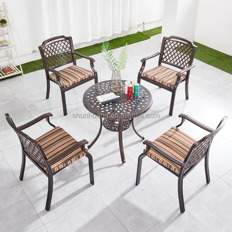 Hot sale outdoor cast aluminum table and chair garden metal dining set 6 seat balcony furniture