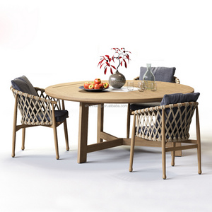 New arrive outdoor furniture wood frame dining set balcony table and chair