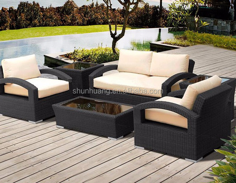 PE rattan handmade garden wicker sofa furniture outdoor single sofa set