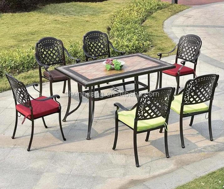 Modern design black cast aluminum beach furniture chairs outdoor dining sets