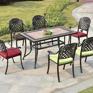 Modern design black cast aluminum beach furniture chairs outdoor dining sets