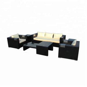 black color 7pcs outdoor rattan furniture sofa patio wicker sofa sets