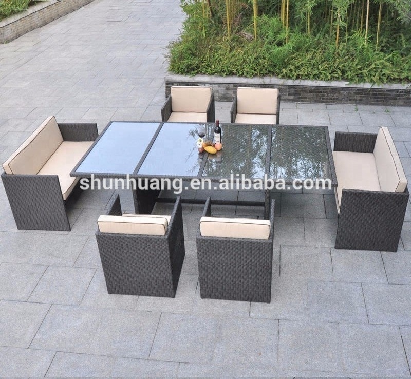 Outdoor rattan furniture rattan wicker chair dining sets with ottoman