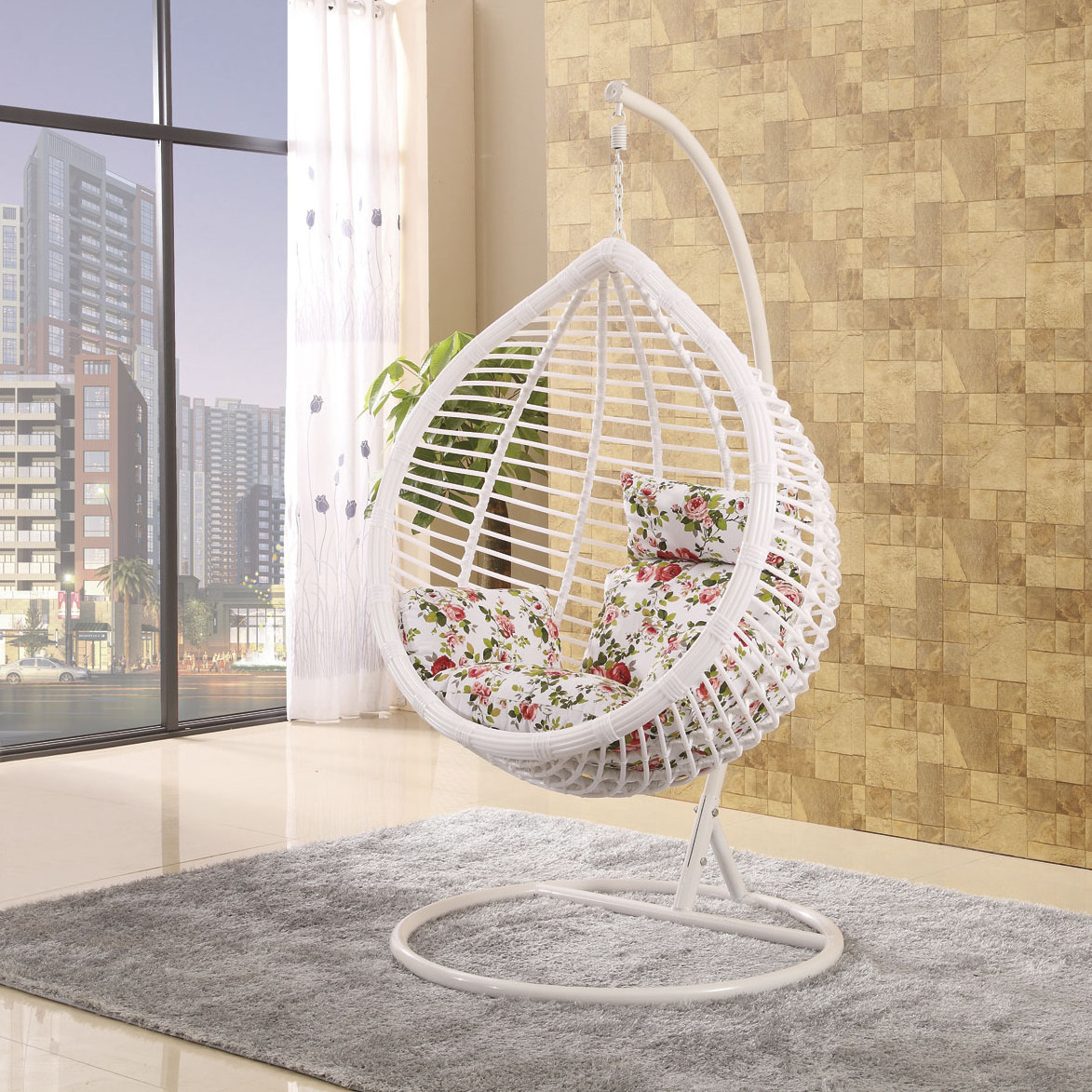 Nice designs outdoor PE rattan hanging swing chair balcony relax chairs