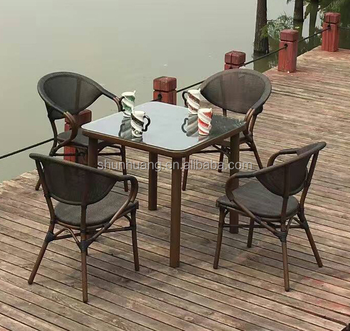 all weather outdoor dining sets bamboo like fabric chair and table