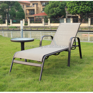 Poolside lounger chairs metal frame sun lounger beach chairs with coffee table