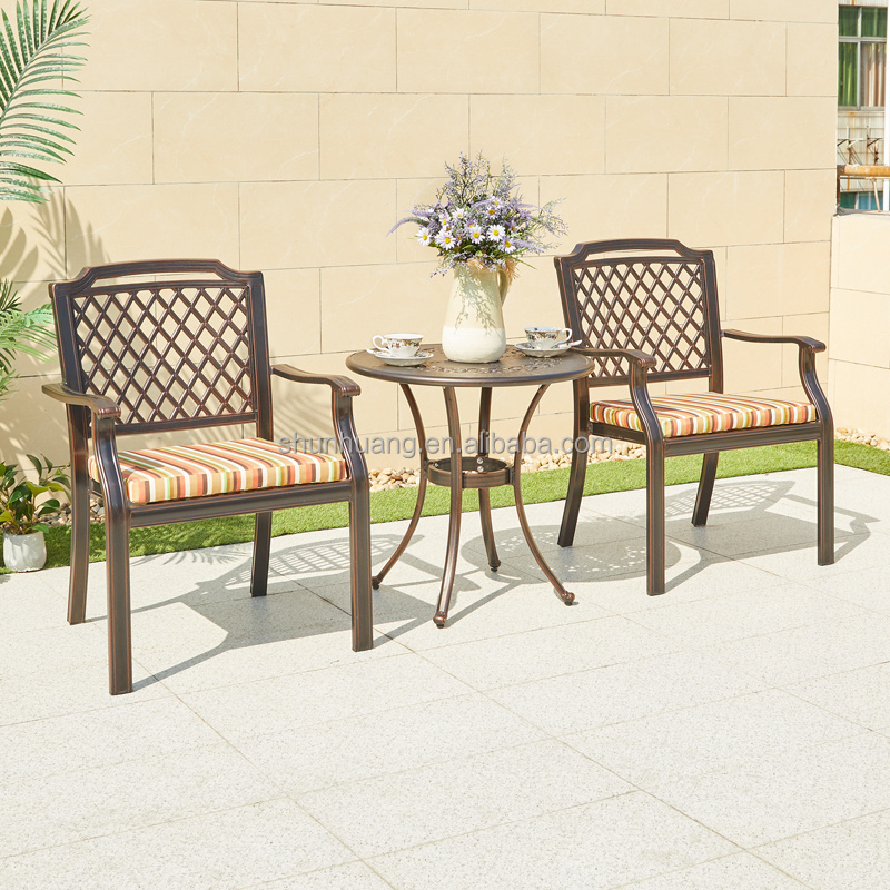 Hot sale outdoor cast aluminum table and chair garden metal dining set 6 seat balcony furniture