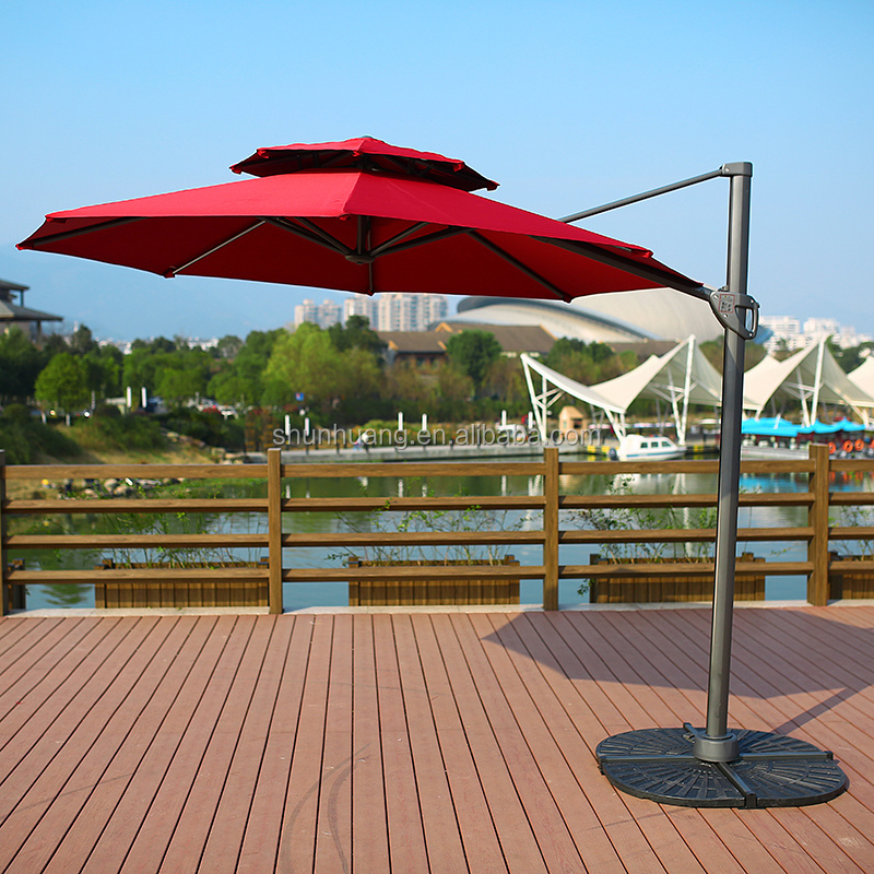 Cheapest outdoor garden furniture roman umbrella double roof round parasol side umbrella